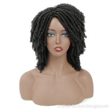 MYZYR Short Synthetic wig For Black Women 14"Inch High Temperature Fiber Dreadlock Ombre Soft Crochet Twist braid Hair
